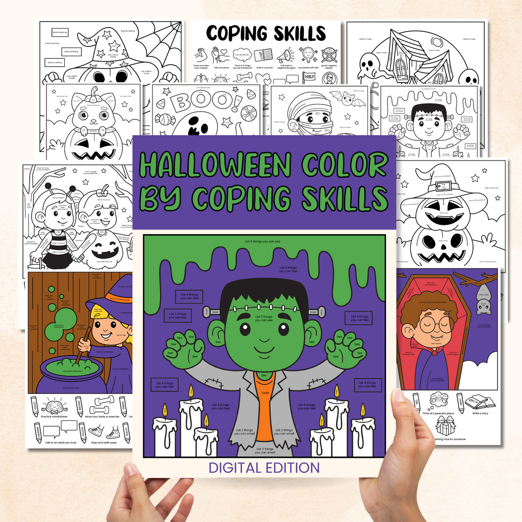 Halloween Color By Coping Skills Coloring Pages