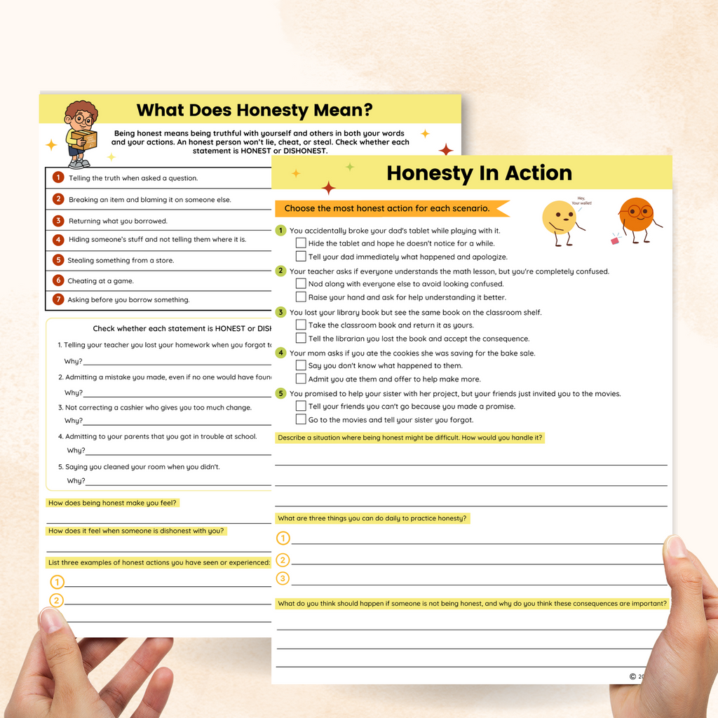 honesty worksheets