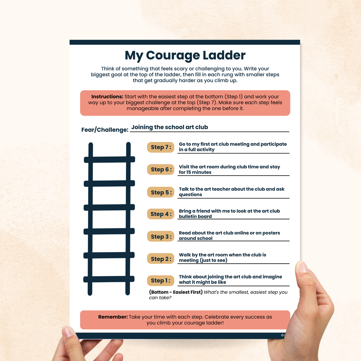 Courage Examples Charts.pdf Courage Ladder Worksheet – Mental Health Center Kids