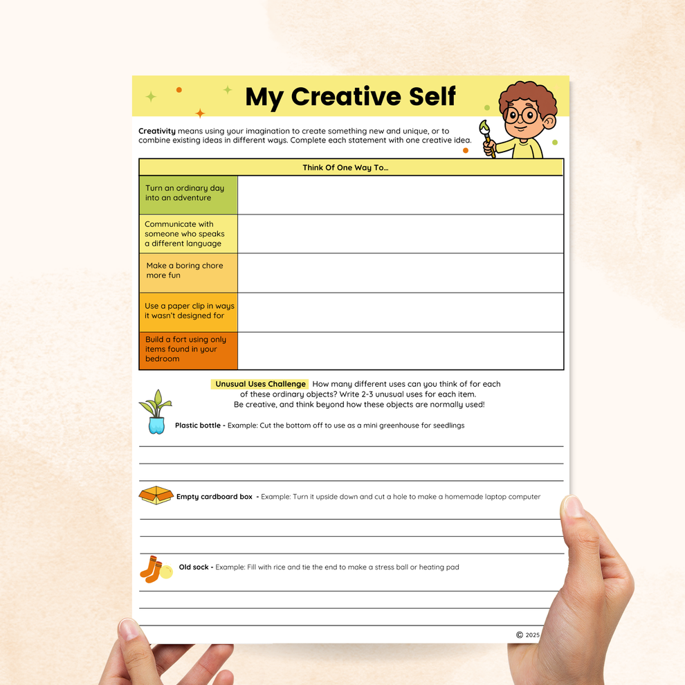 Creativity Worksheets (3 Pages) – Mental Health Center Kids