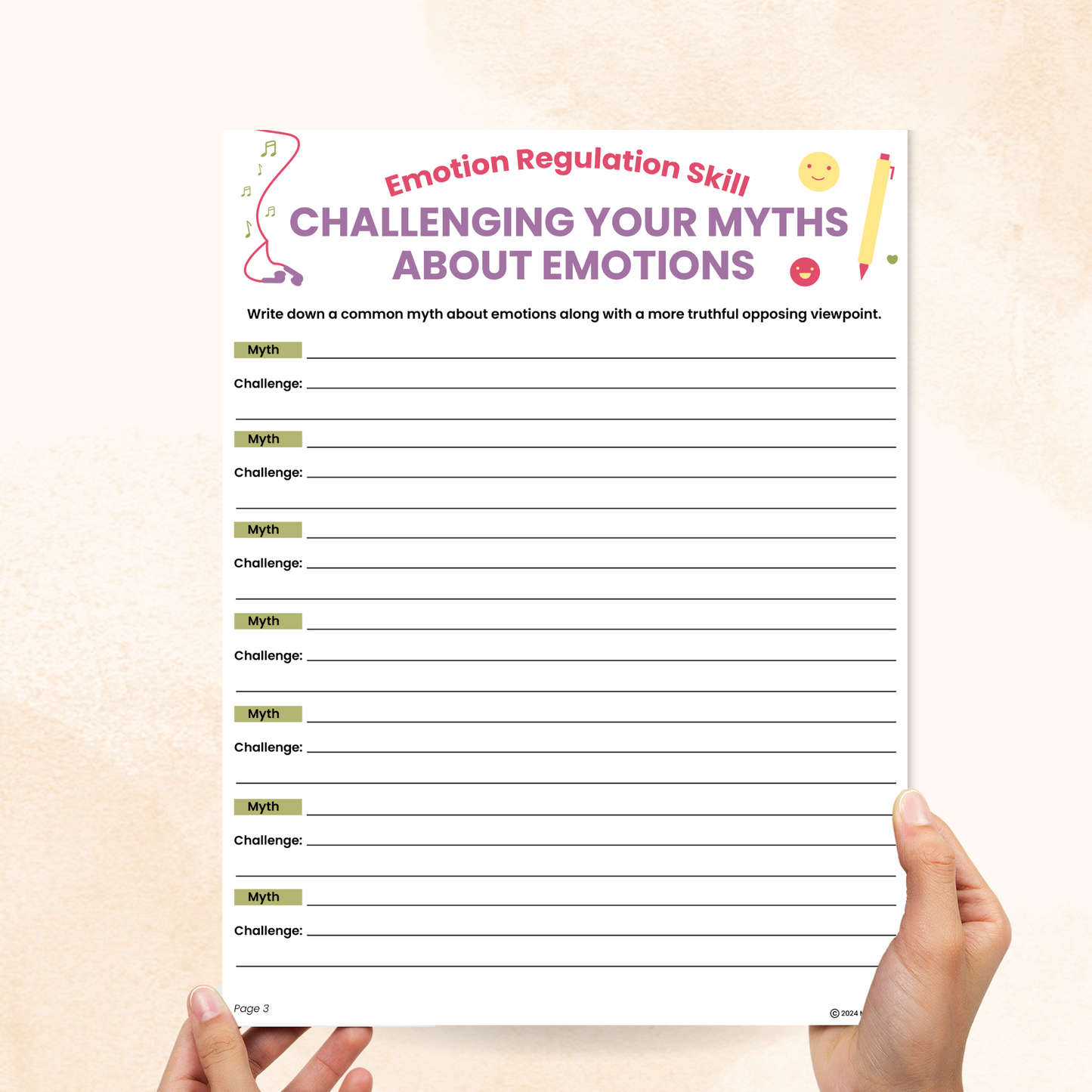 dbt challenging your myths about emotions worksheet