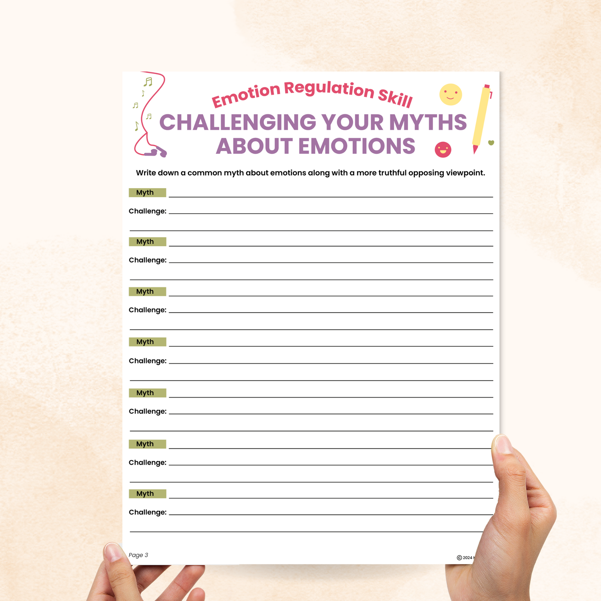 dbt challenging your myths about emotions worksheet