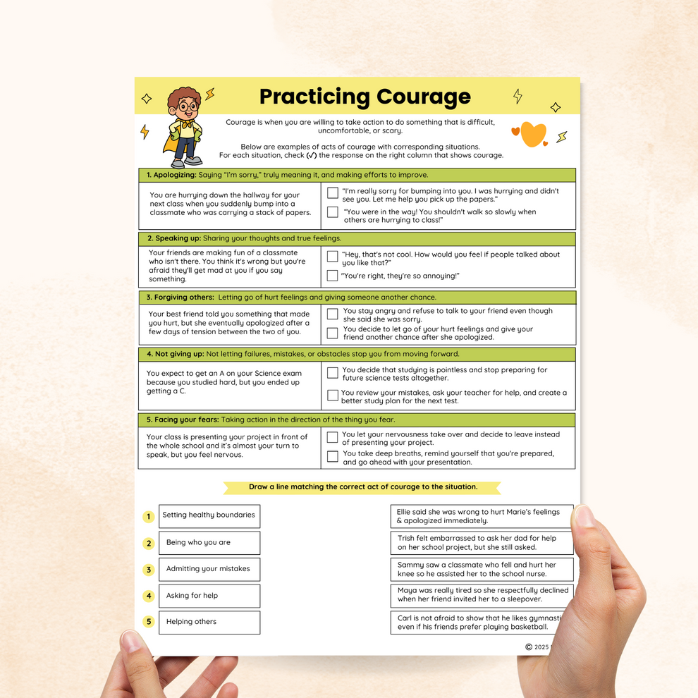 Courage Worksheets (2 Pages) – Mental Health Center Kids