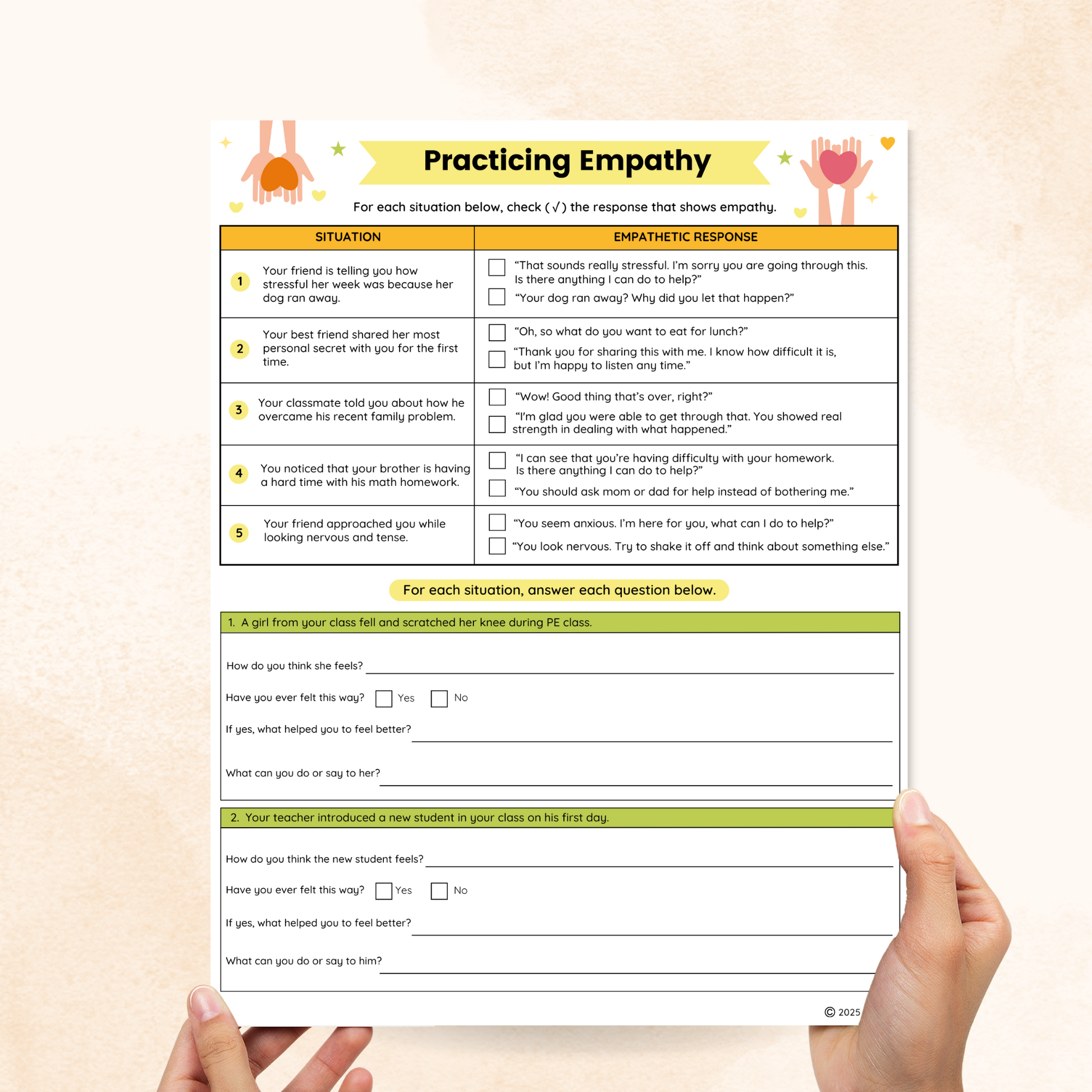 empathy worksheet pdf