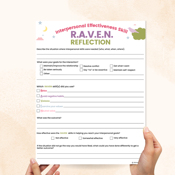 DBT RAVEN Worksheet – Mental Health Center Kids