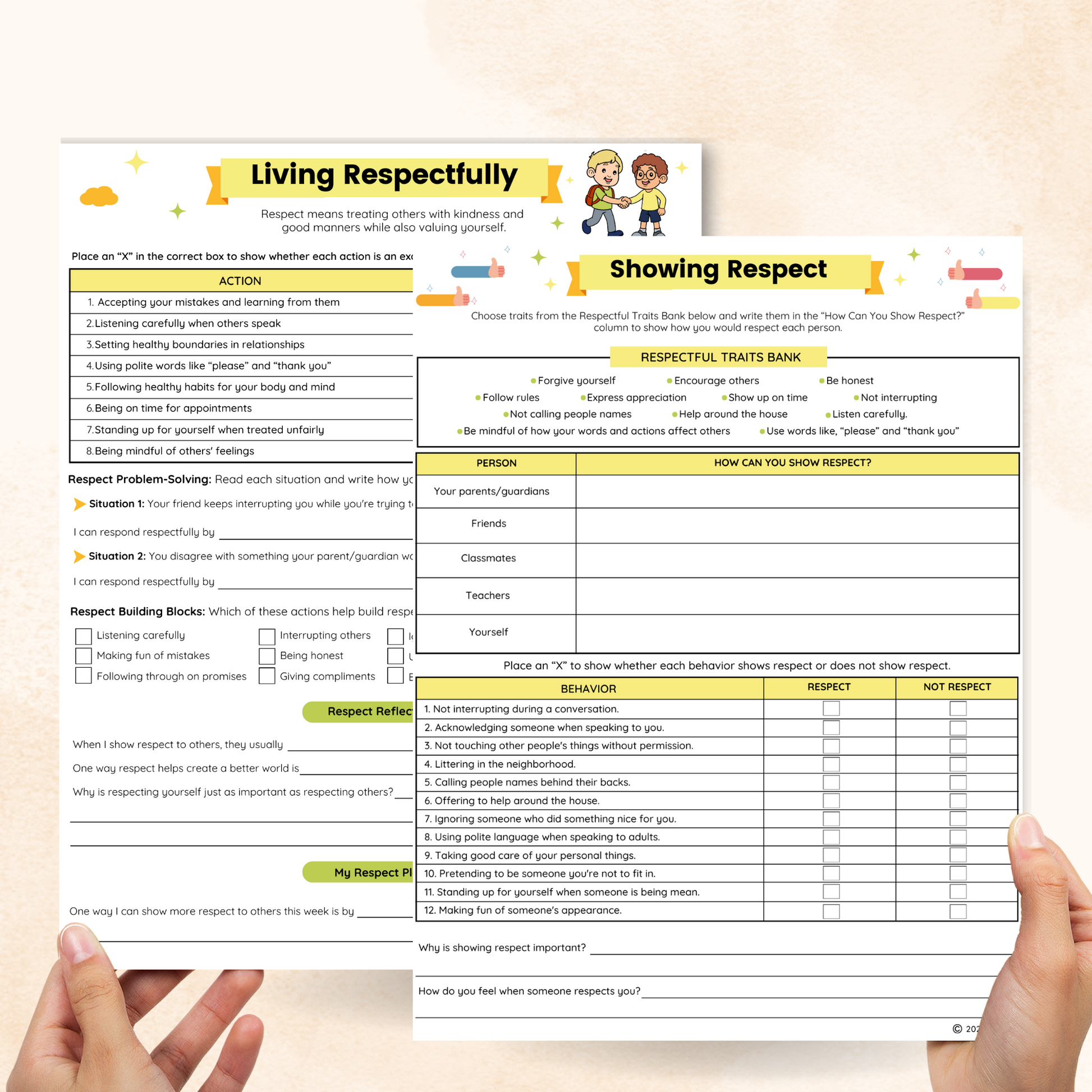 respect worksheets