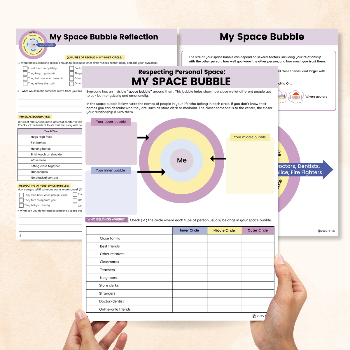Respect Space Respecting Personal Space Worksheets (3 Pages) – Mental Health Center Kids