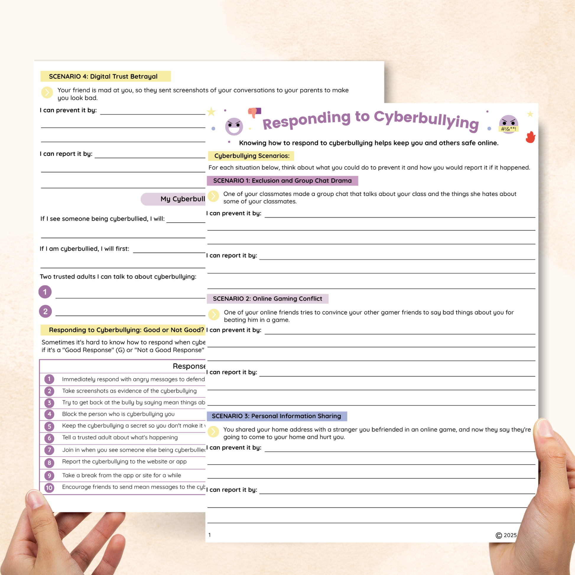 cyberbullying worksheets pdf