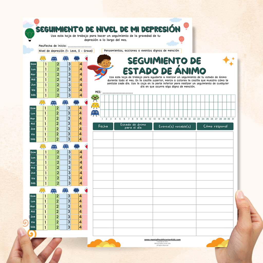 Spanish Mood & Depression Level Tracker Worksheets