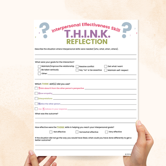 DBT THINK Skill Worksheet – Mental Health Center Kids