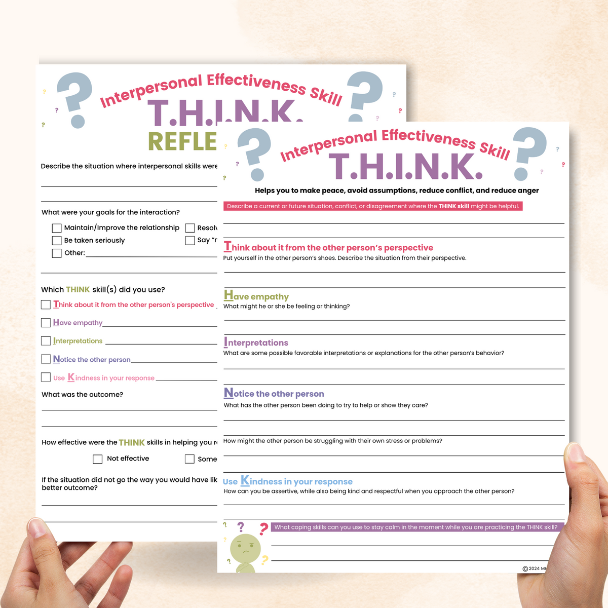 Think Skill DBT THINK Skill Worksheet – Mental Health Center Kids