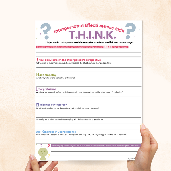 DBT THINK Skill Worksheet – Mental Health Center Kids