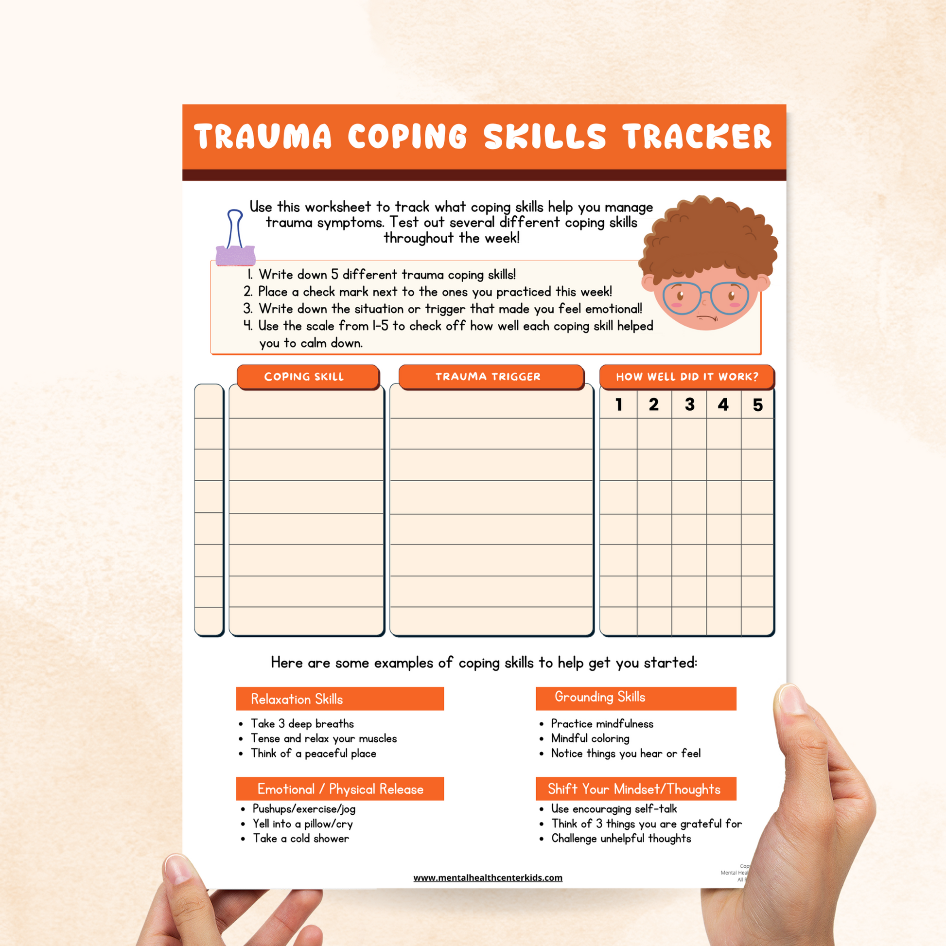 Trauma coping skills tracker