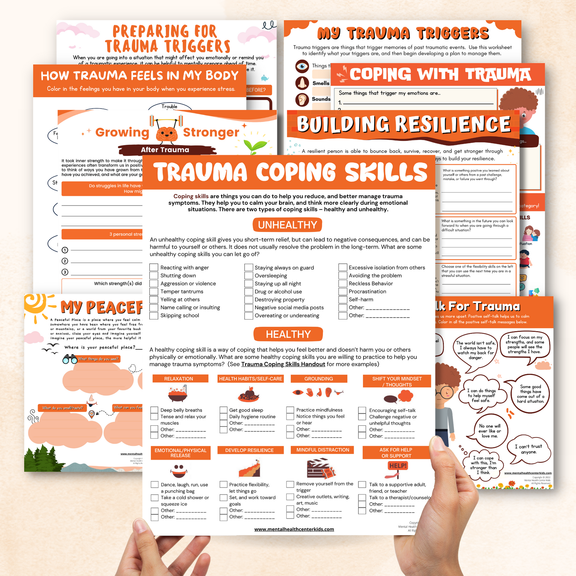 trauma worksheets bundle