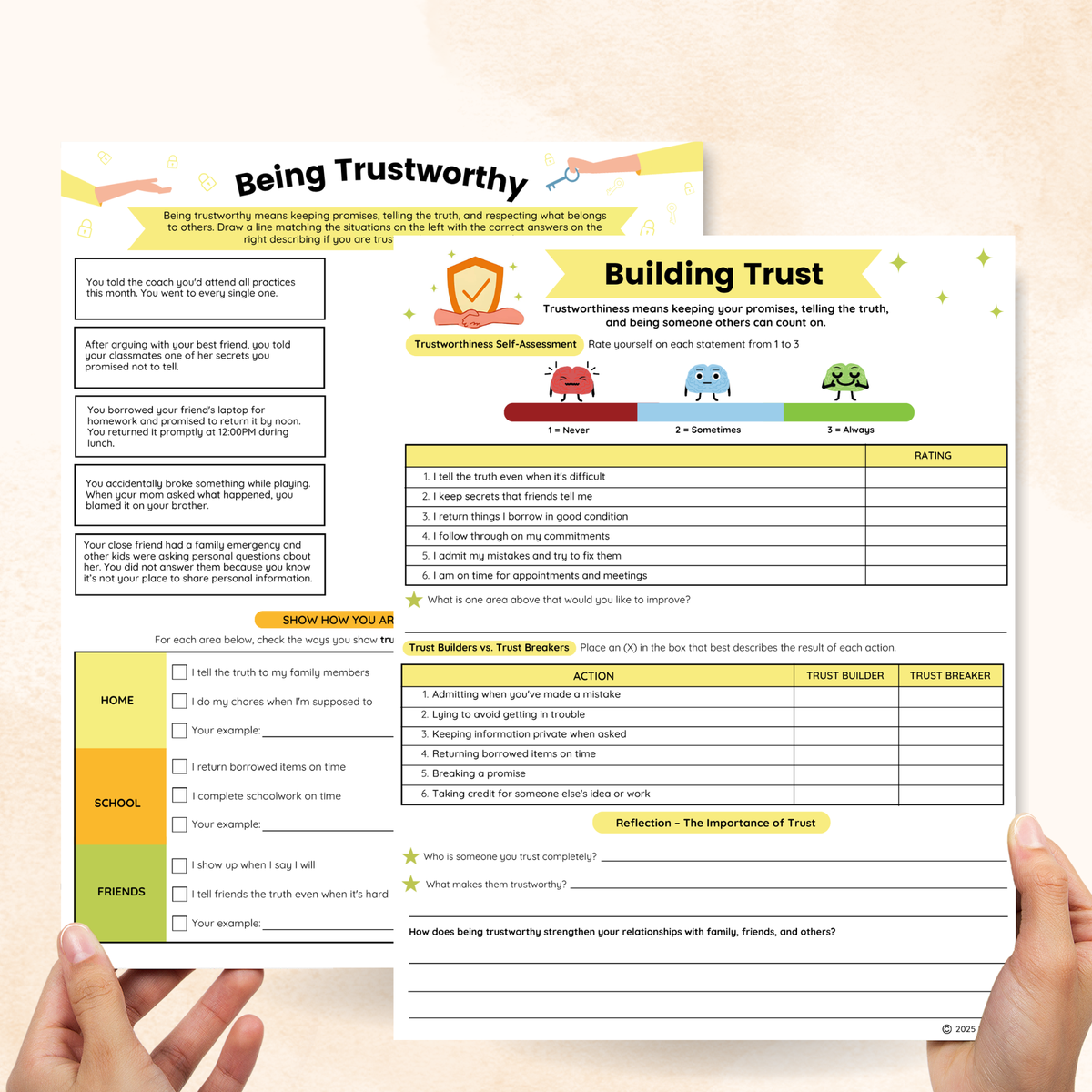 Trust Worksheets (2 Pages) â Mental Health Center Kids