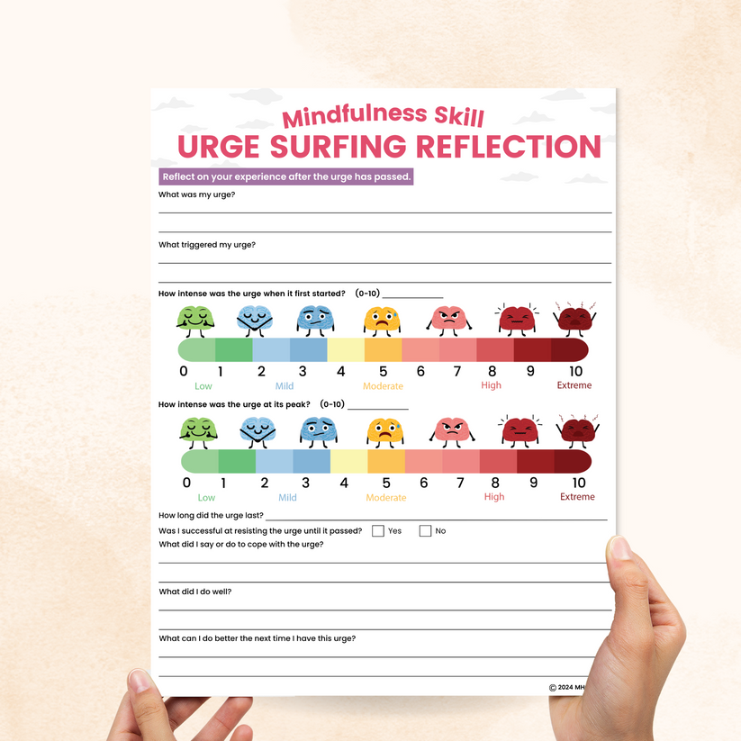 Urge Surfing DBT Worksheets Mental Health Center Kids Urge surfing dbt worksheets mental health center kids