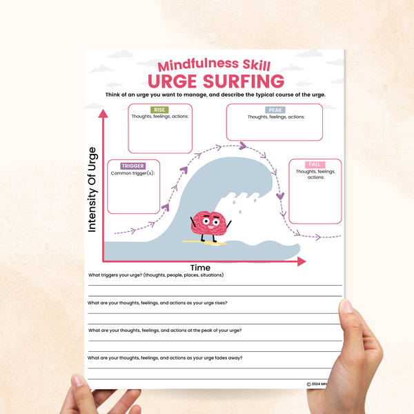Urge Surfing DBT Worksheets Mental Health Center Kids Urge surfing dbt worksheets mental health center kids