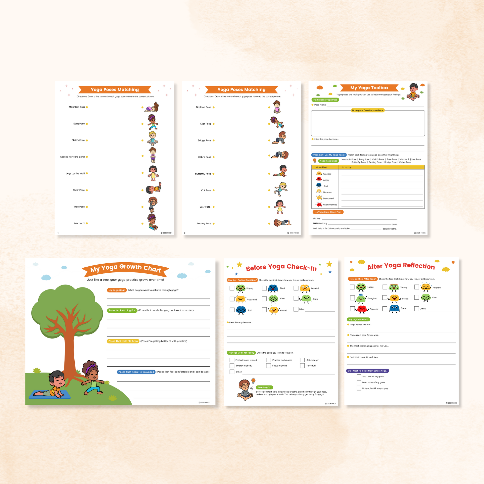 yoga worksheets for students