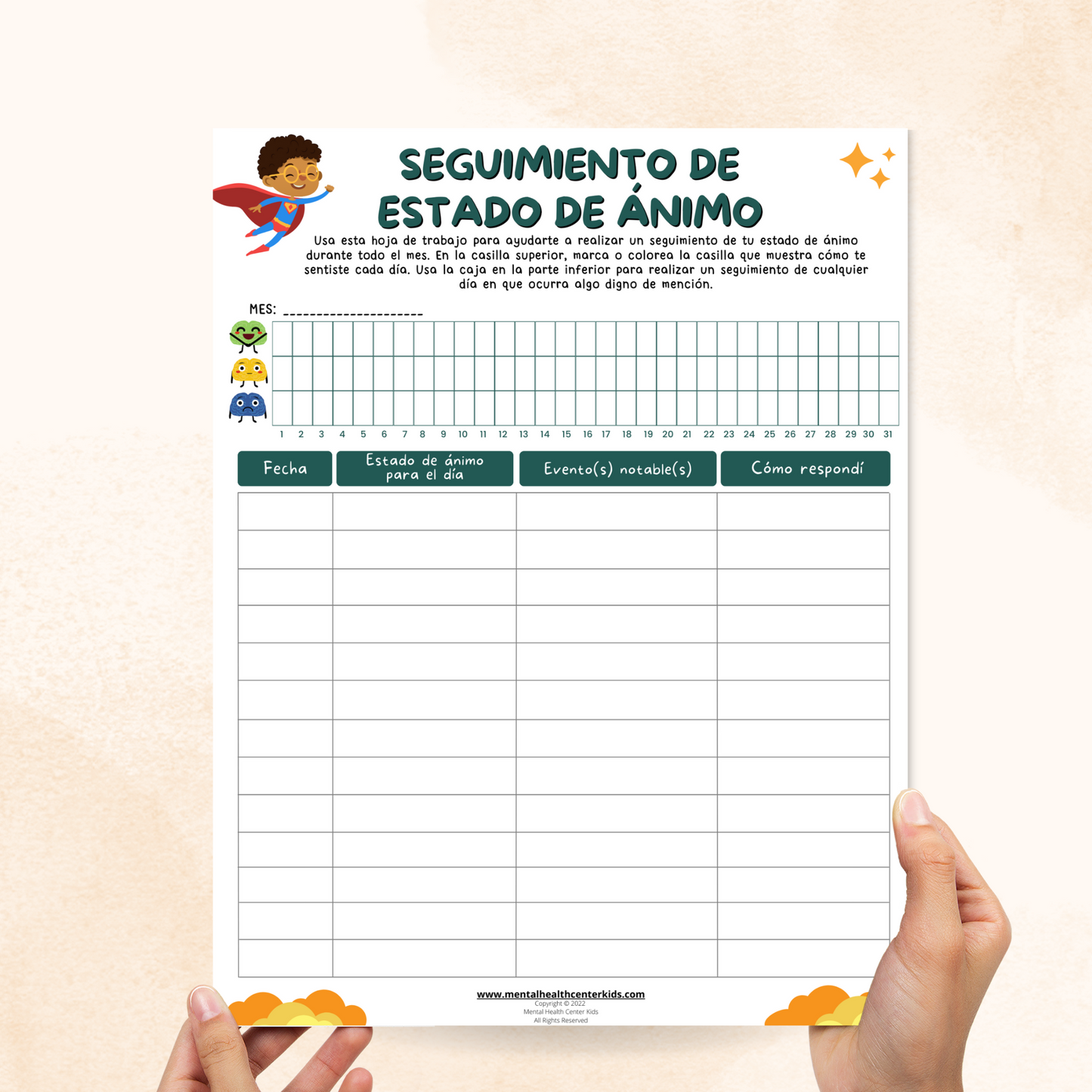 Spanish Mood Tracker worksheet