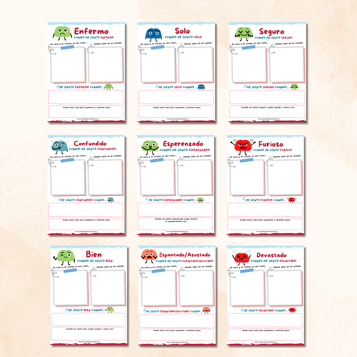 Spanish feelings worksheets