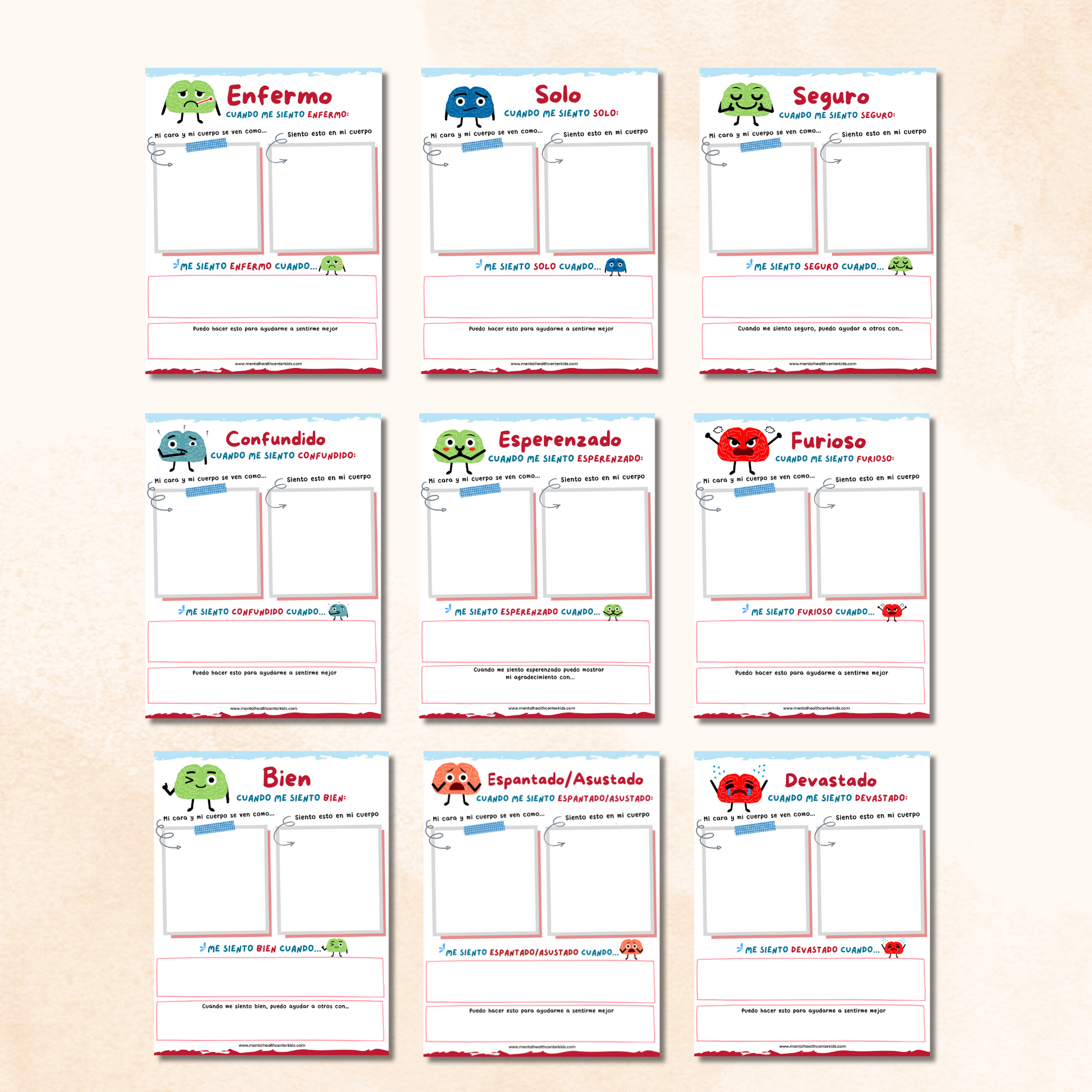 Spanish feelings worksheets
