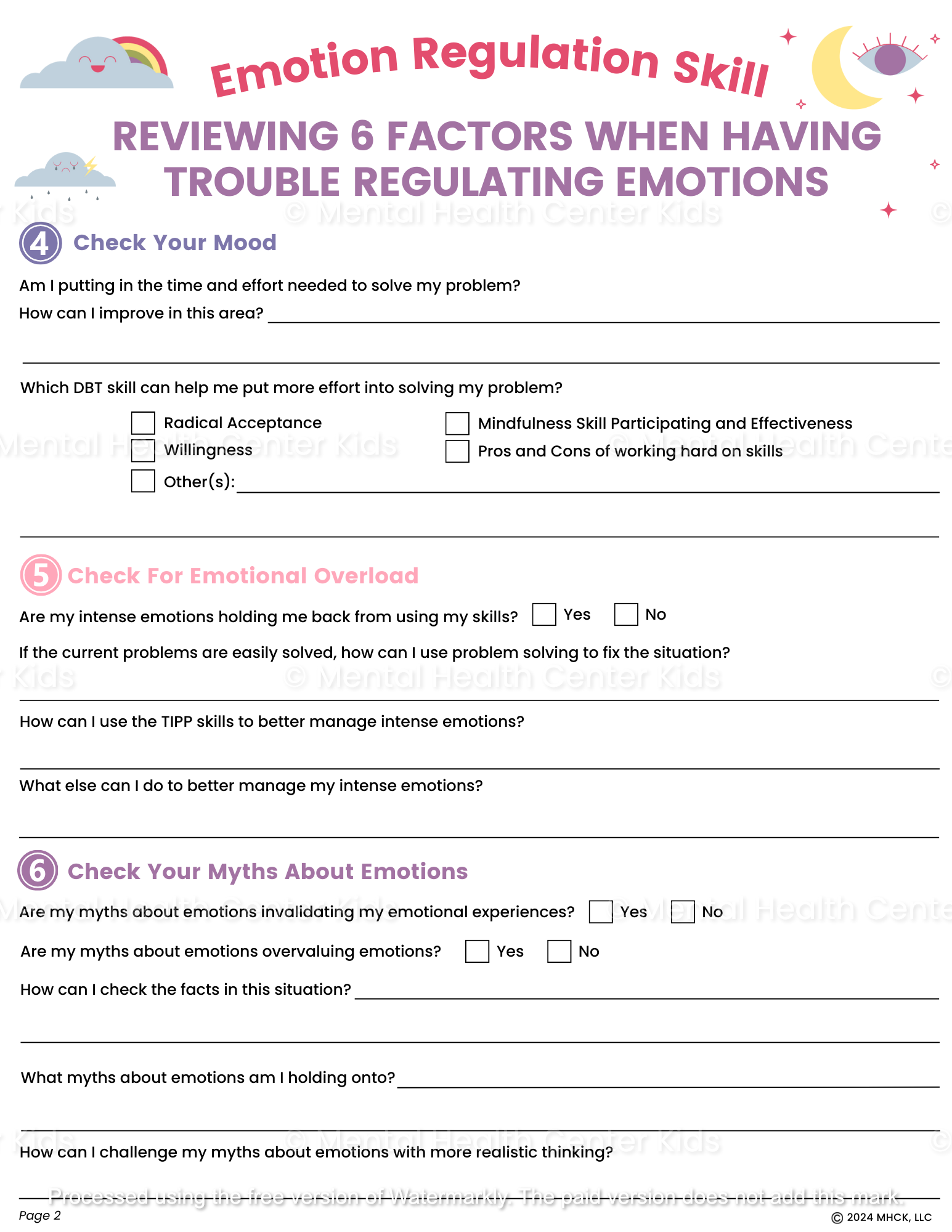 dbt worksheet what makes it hard to regulate emotions