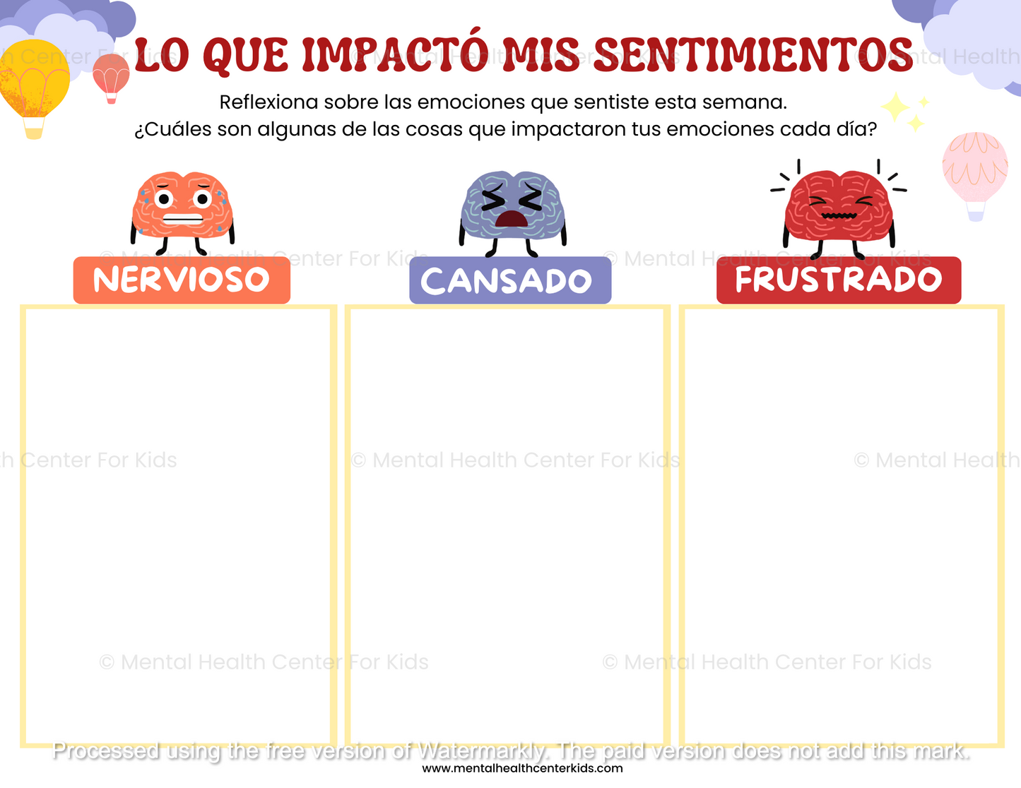 spanish emotions worksheets