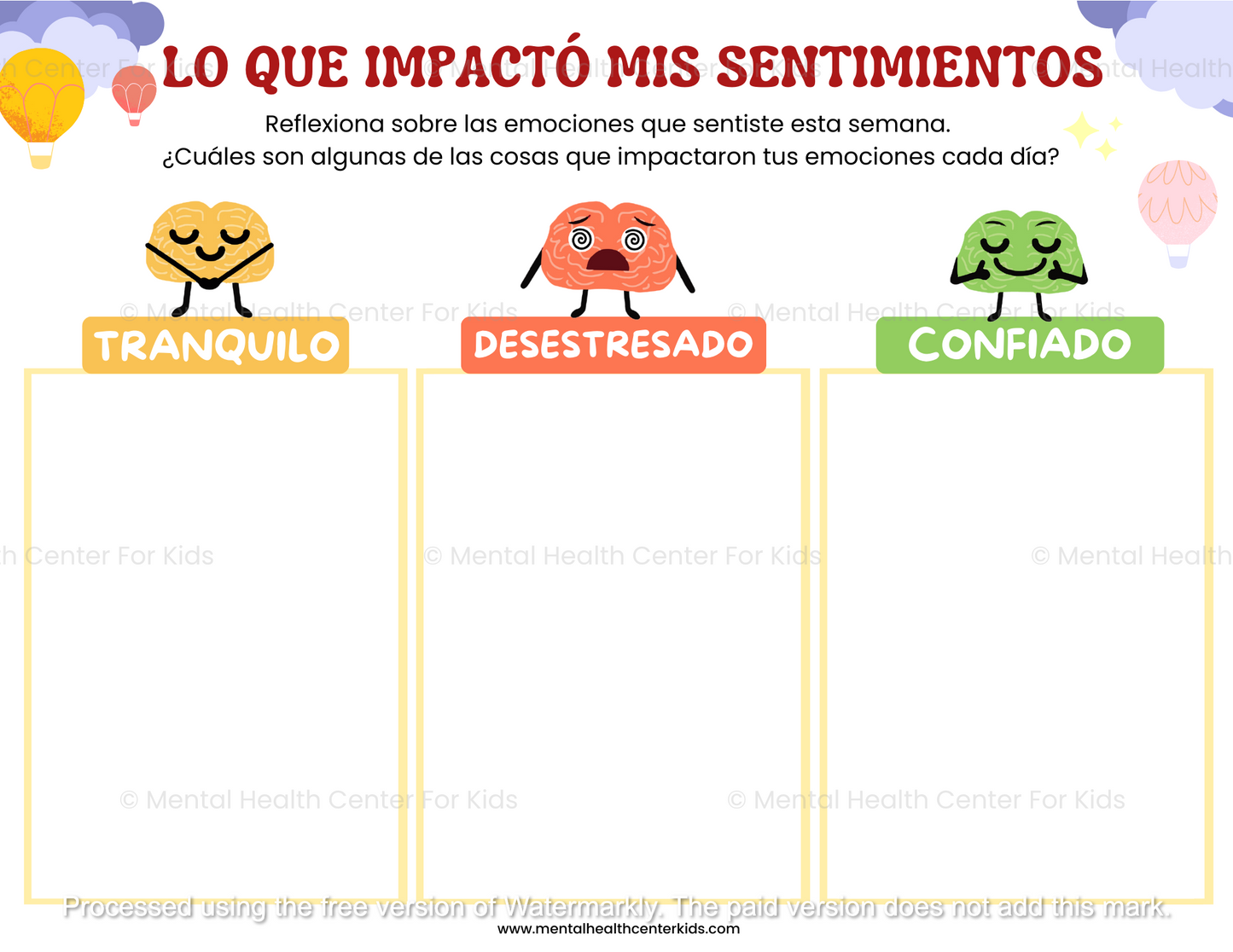 hojas de trabajo para ninos sobre sentimientos