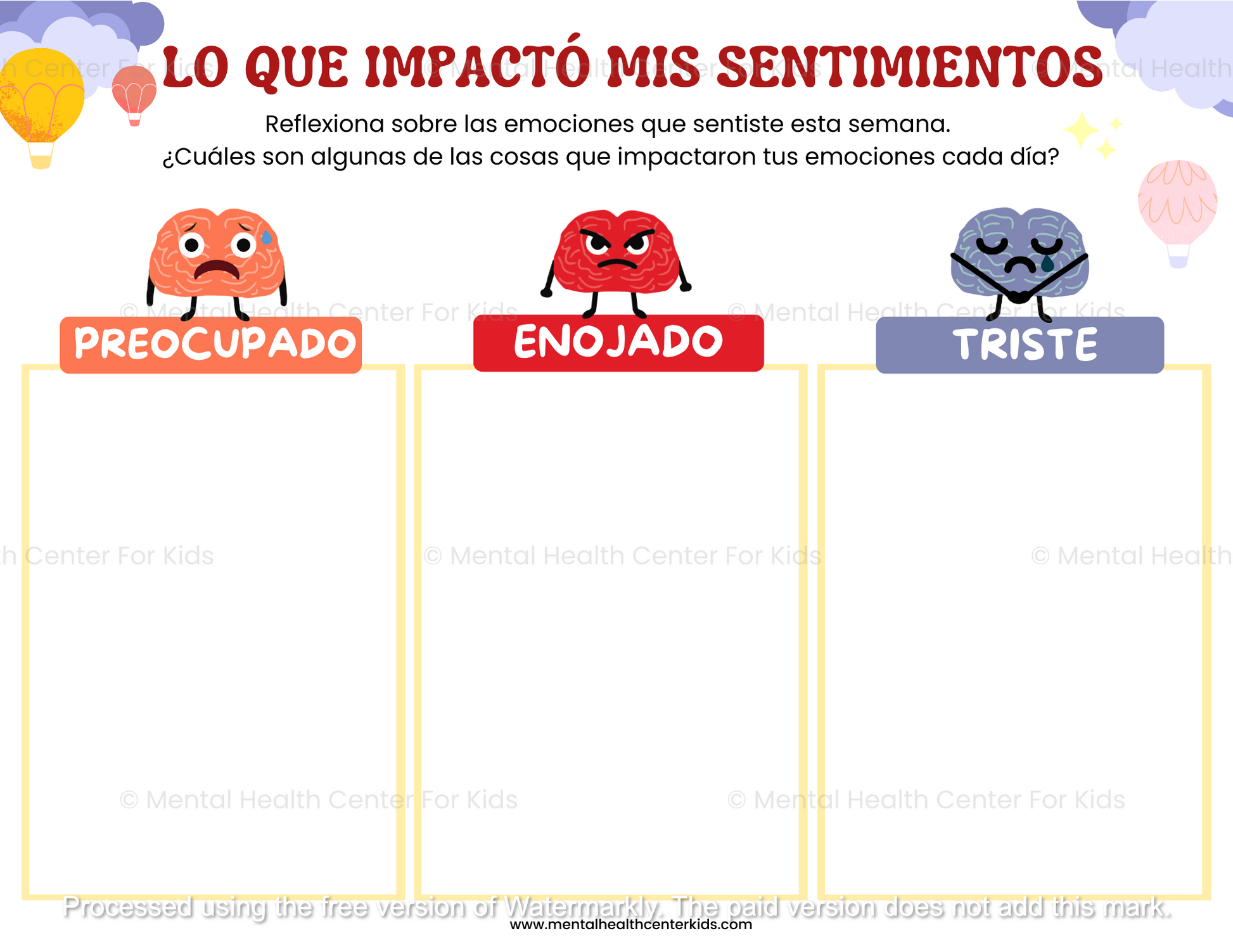 hojas de trabajo para ninos sobre emociones