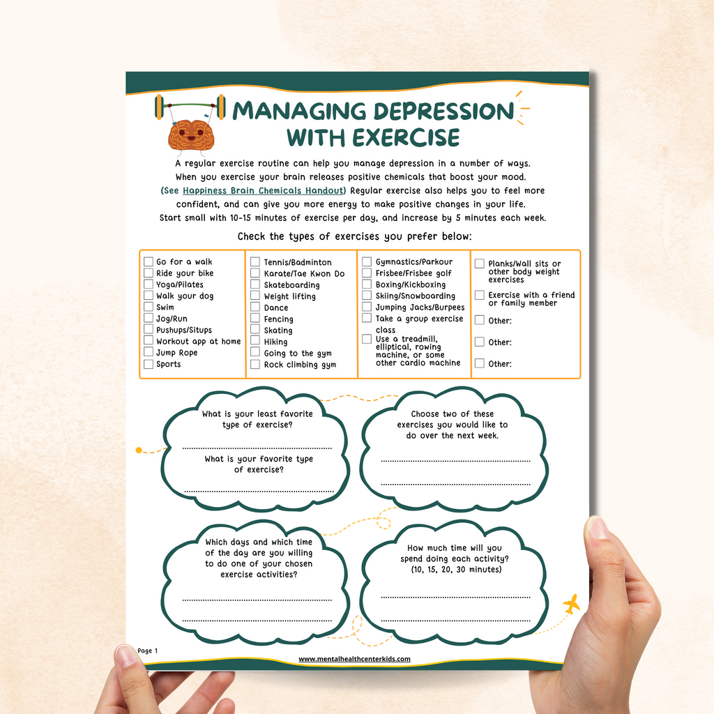 Depression Worksheets – Mental Health Center Kids