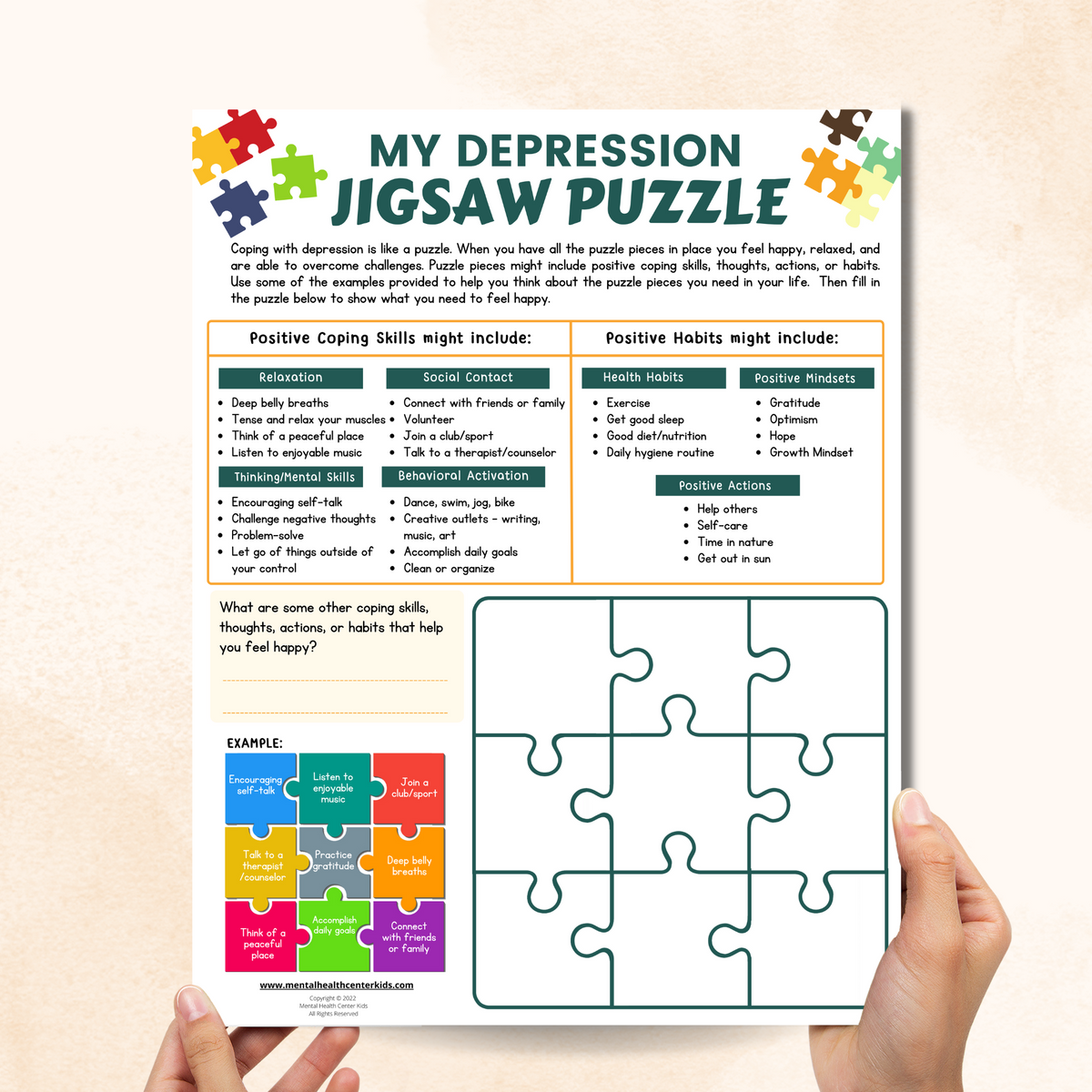 My Depression Jigsaw Puzzle Worksheet Mental Health Center Kids