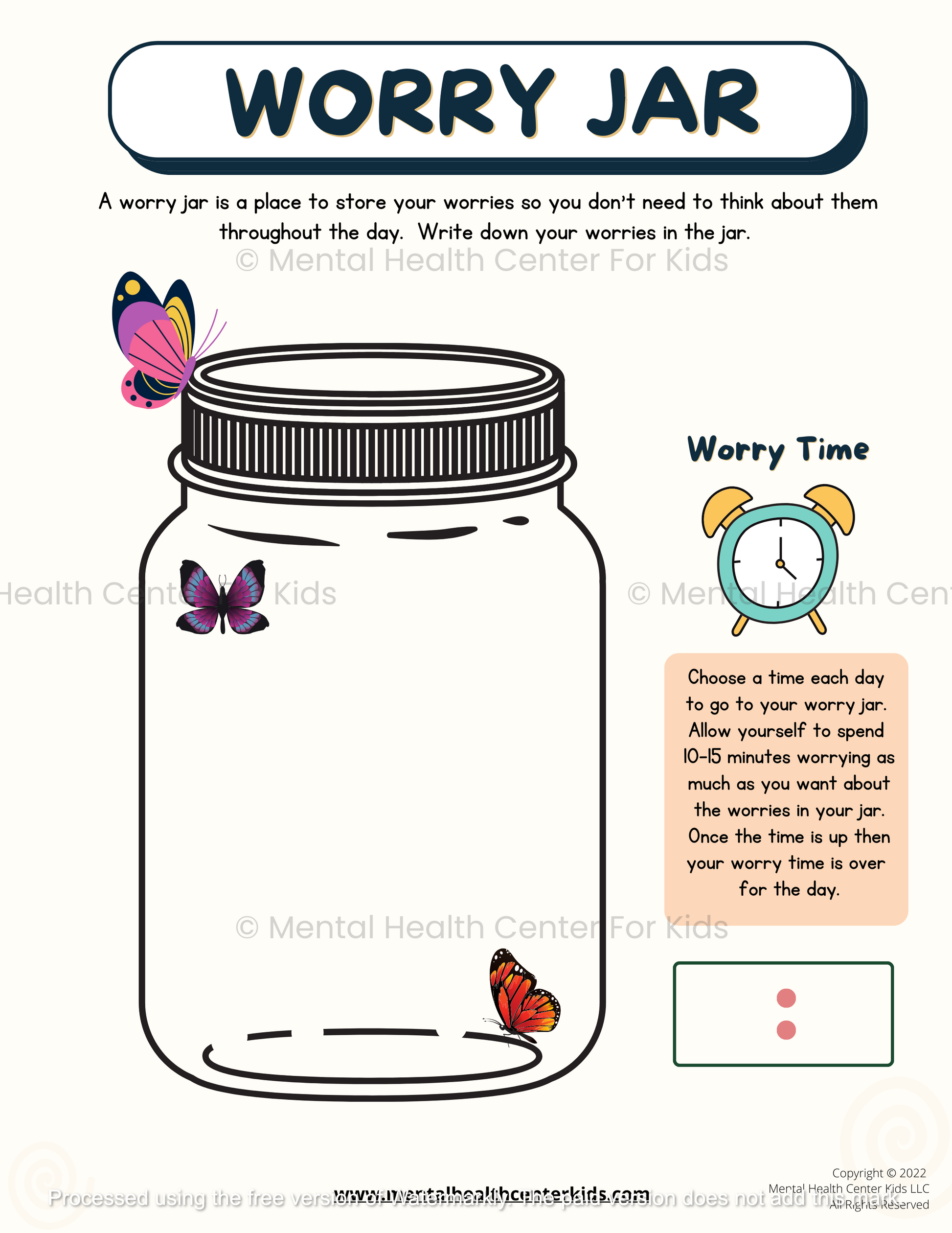 worry jar worksheet