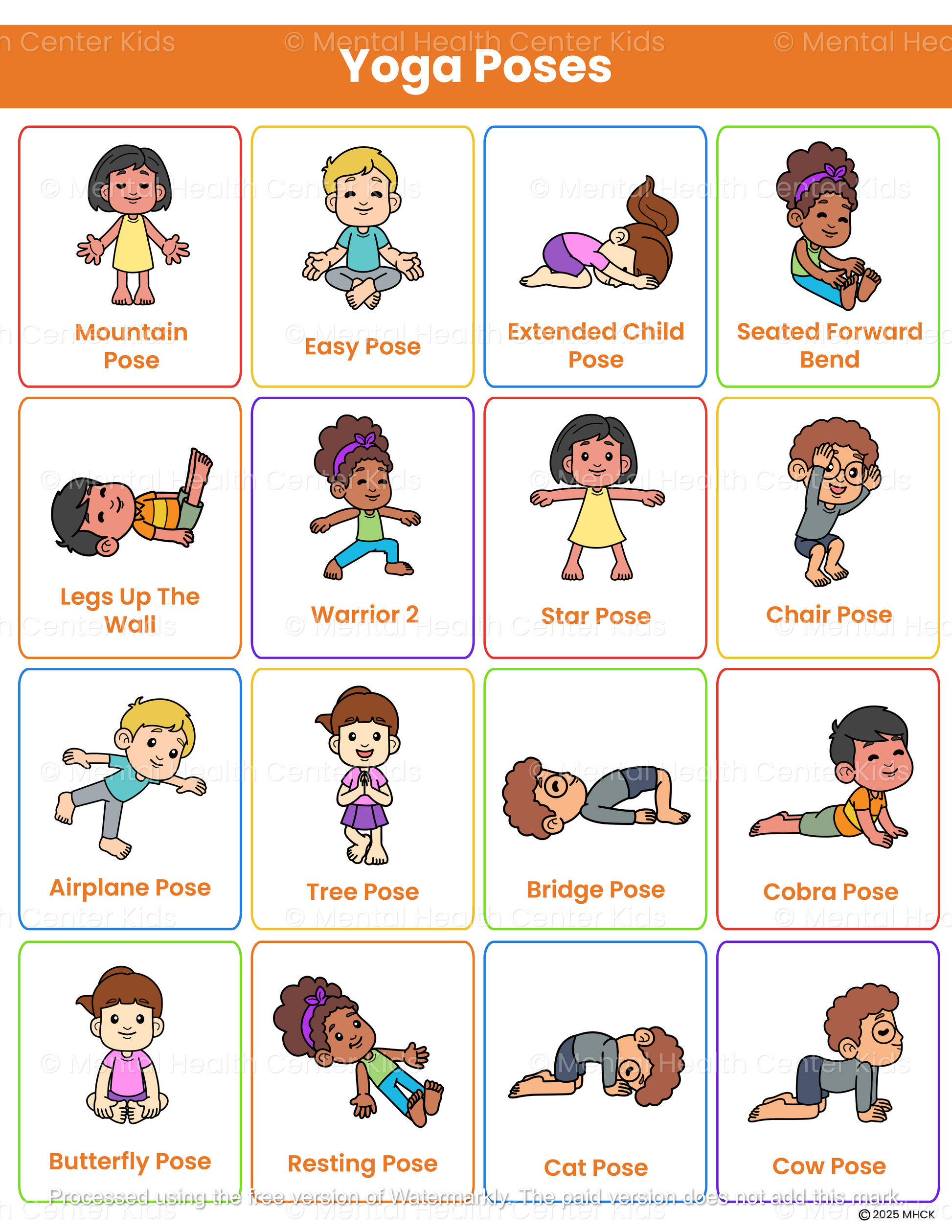 yoga poses for kids poster