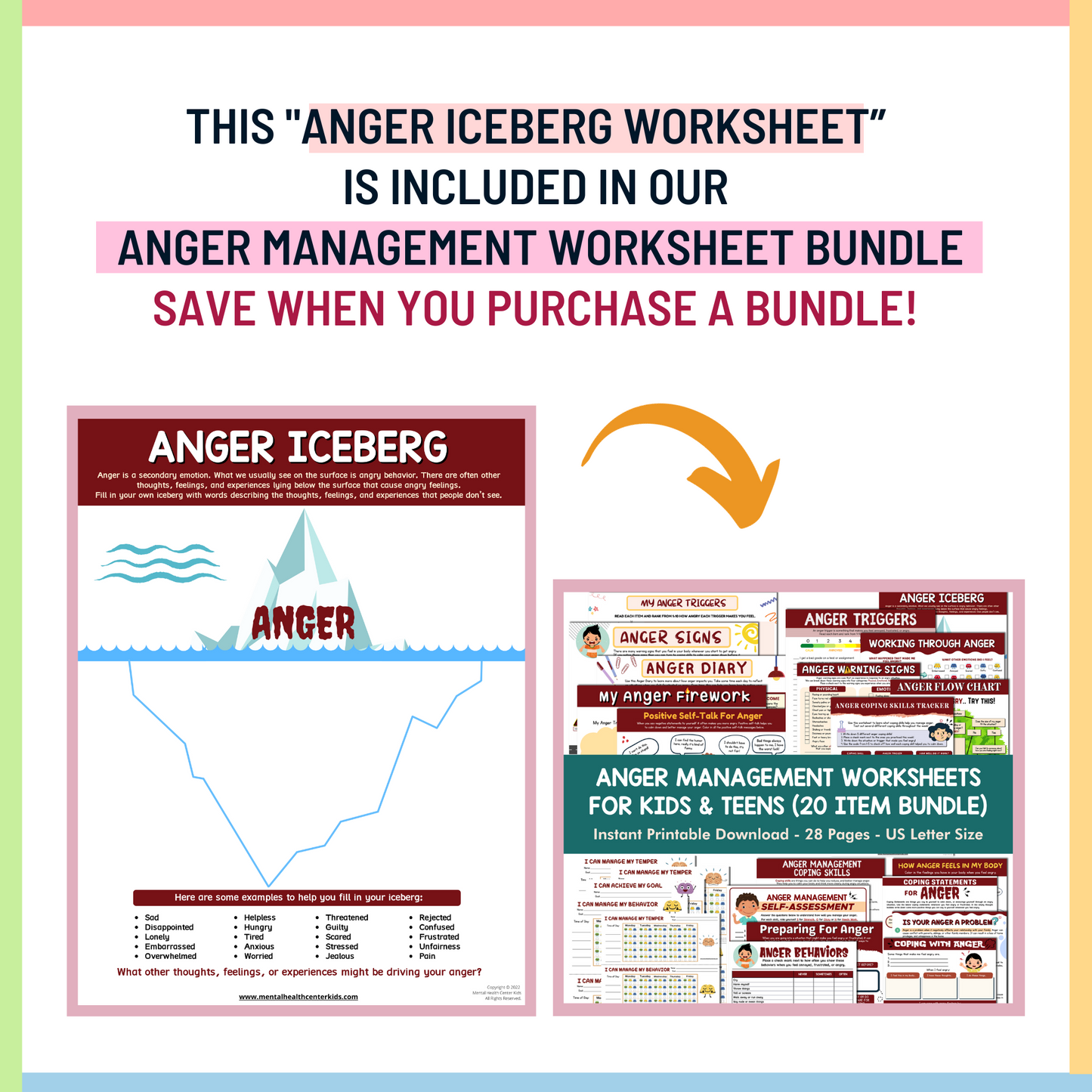 Anger Iceberg Worksheet