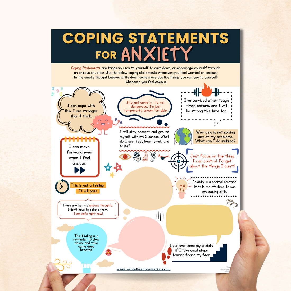 Coping Statements For Anxiety Mental Health Center Kids