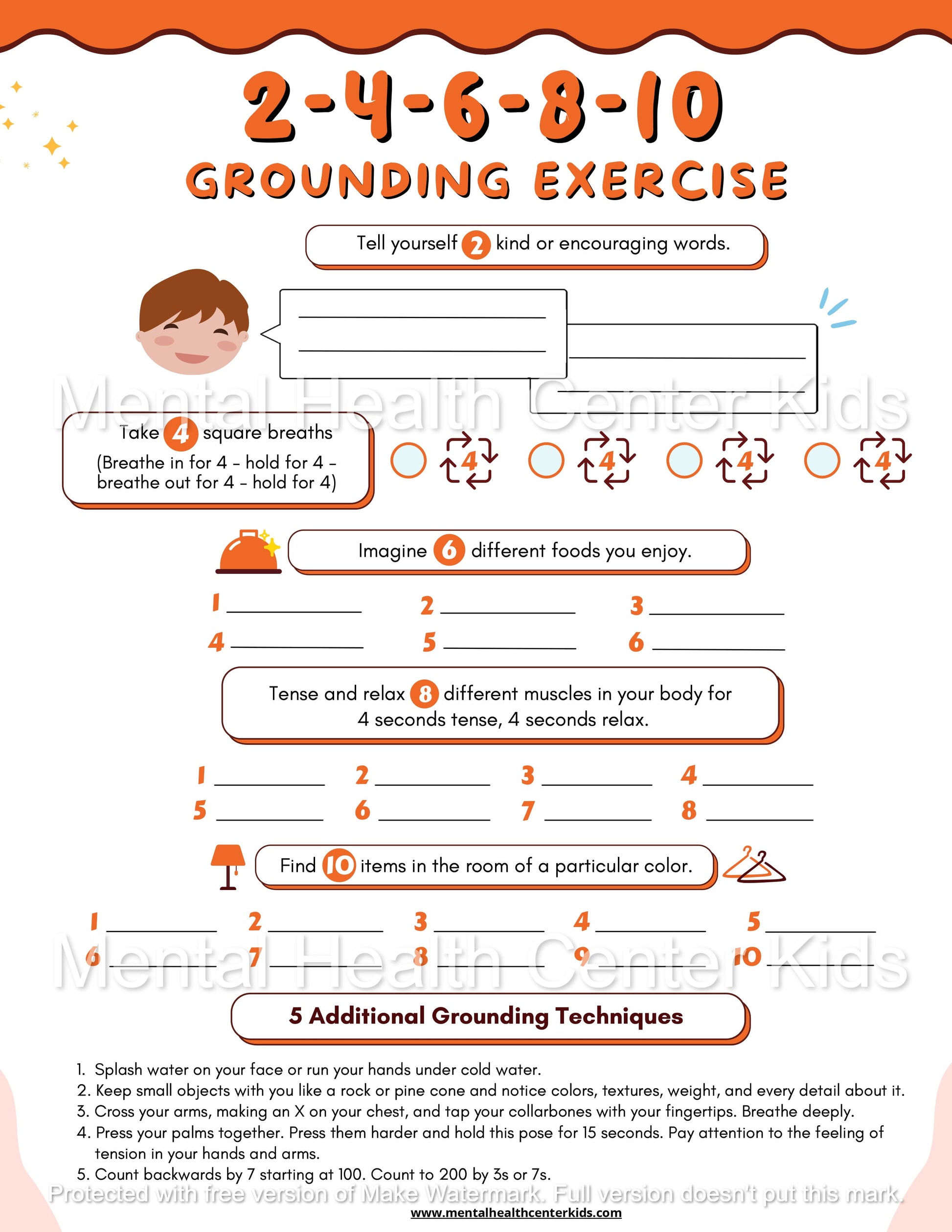 2-4-6-8-10 Grounding Exercises (PDF) – Mental Health Center Kids