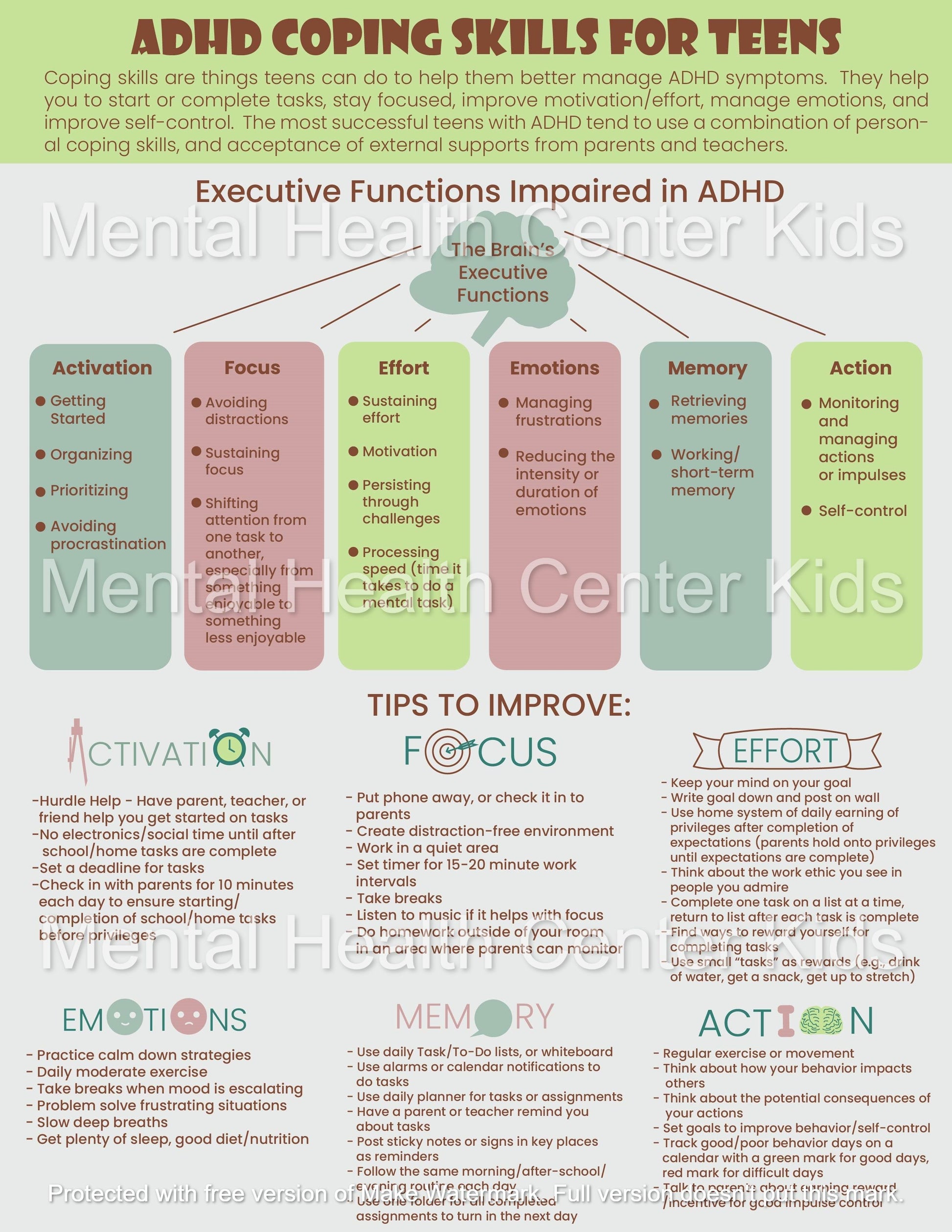Adhd Worksheets For Youth