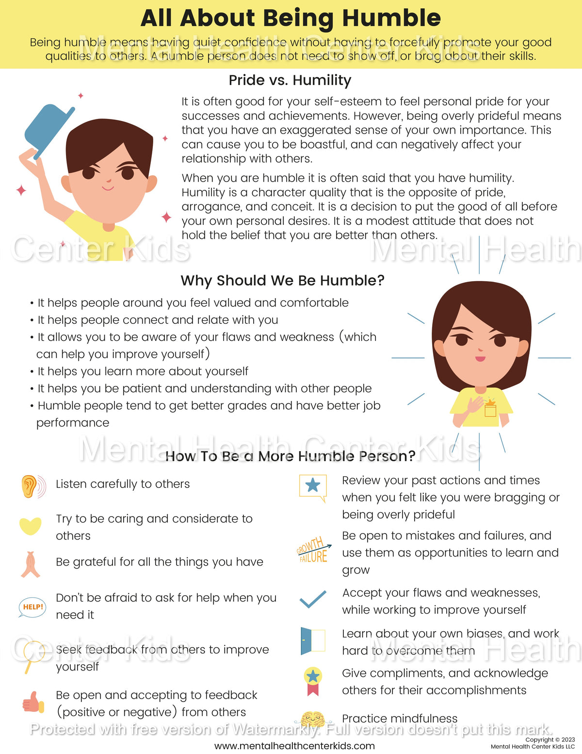 Humble Attributes All About Being Humble – Mental Health Center Kids