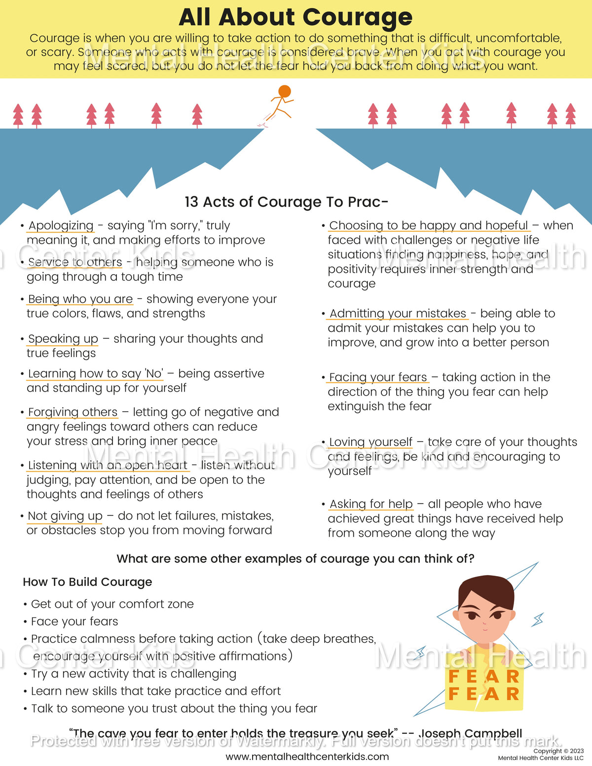 Courage Sample All About Courage – Mental Health Center Kids