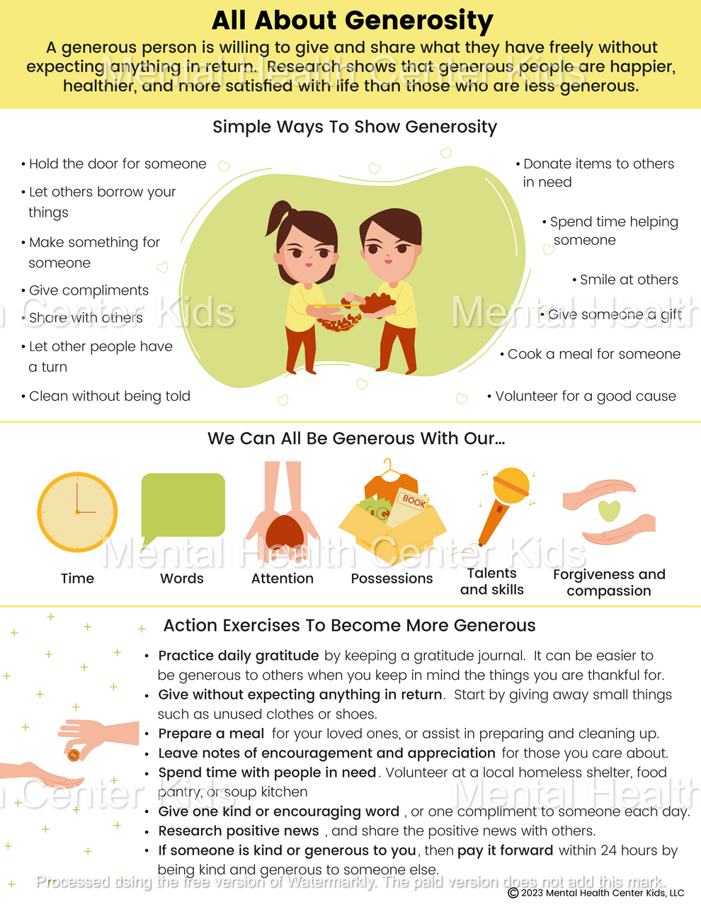 Generosity Letter All About Generosity – Mental Health Center Kids