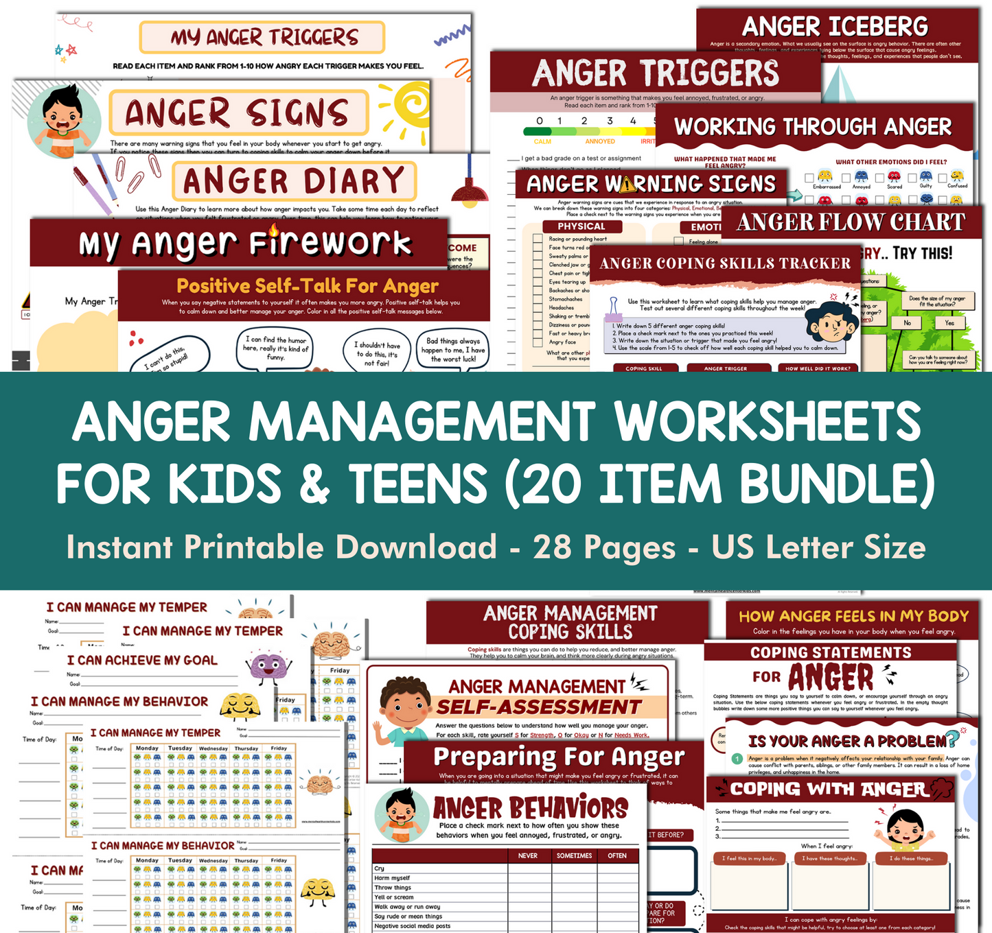 anger worksheets for kids