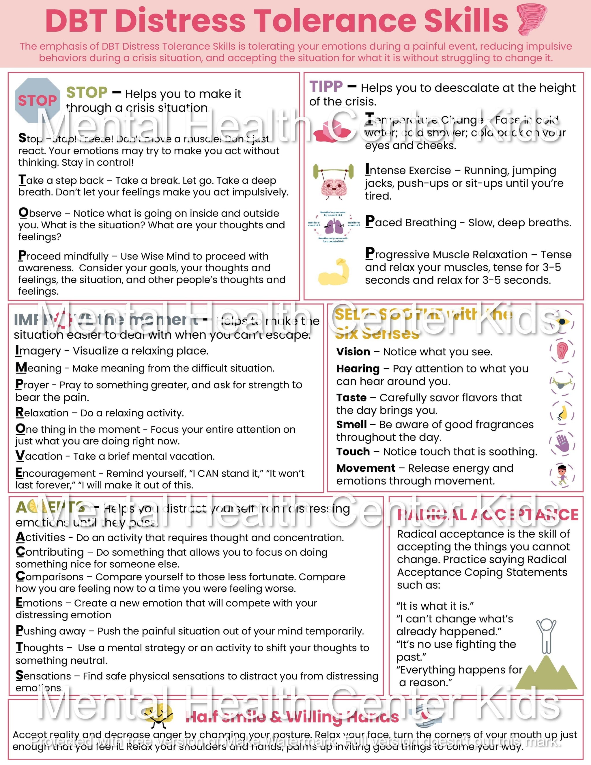 DBT Distress Tolerance Skills (PDF) – Mental Health Center Kids