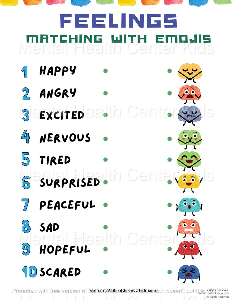 Feelings Activity Worksheet for Kids Feelings Matching With Emojis