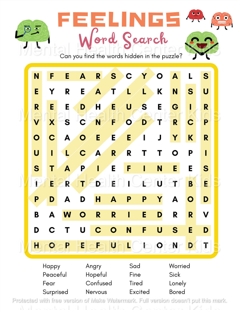 Feelings Activity Worksheet for Kids Feeling Word Search Worksheet