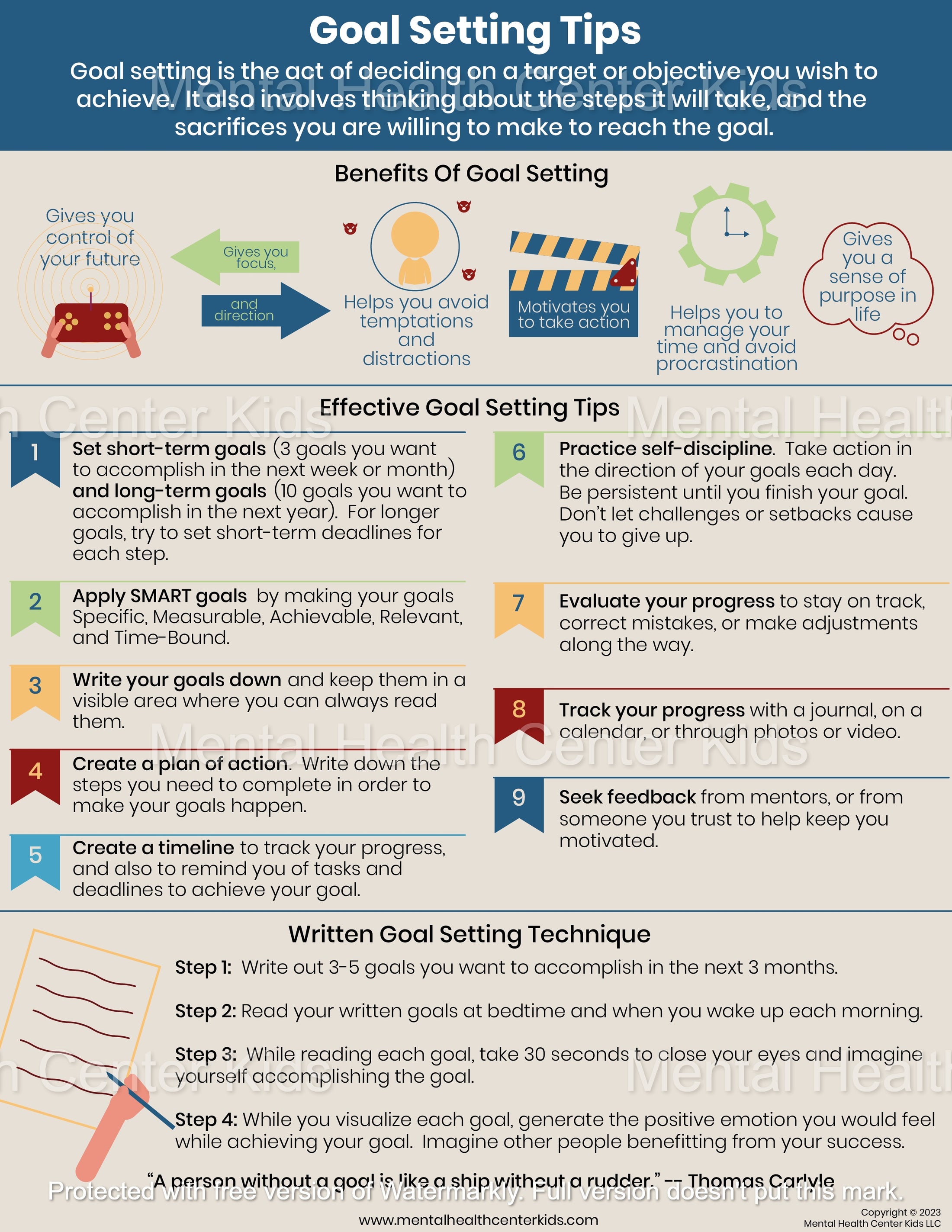 Goal Setting Tips For Success – Mental Health Center Kids