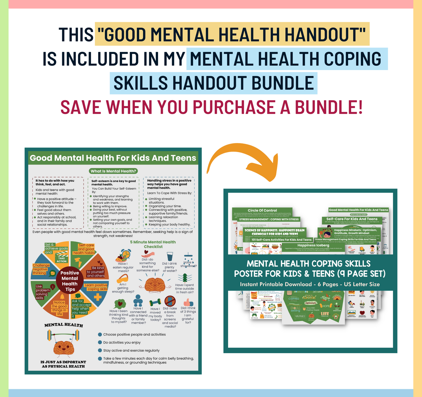Good Mental Health for Kids & Teens Printable Handout