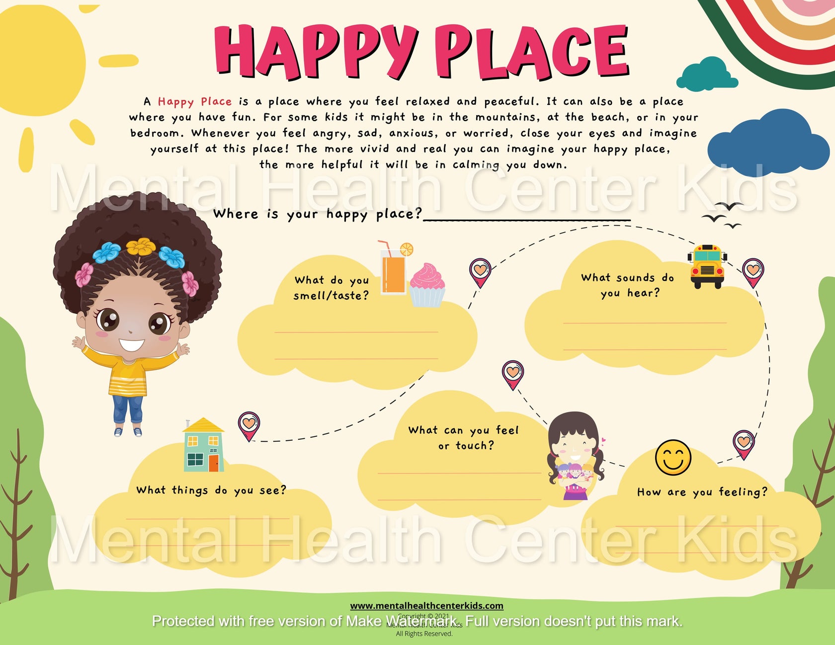 Happy Place Worksheet Mental Health Center Kids