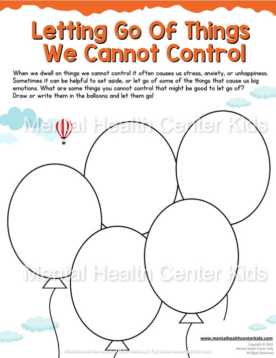 Circle of Control Worksheets – Mental Health Center Kids