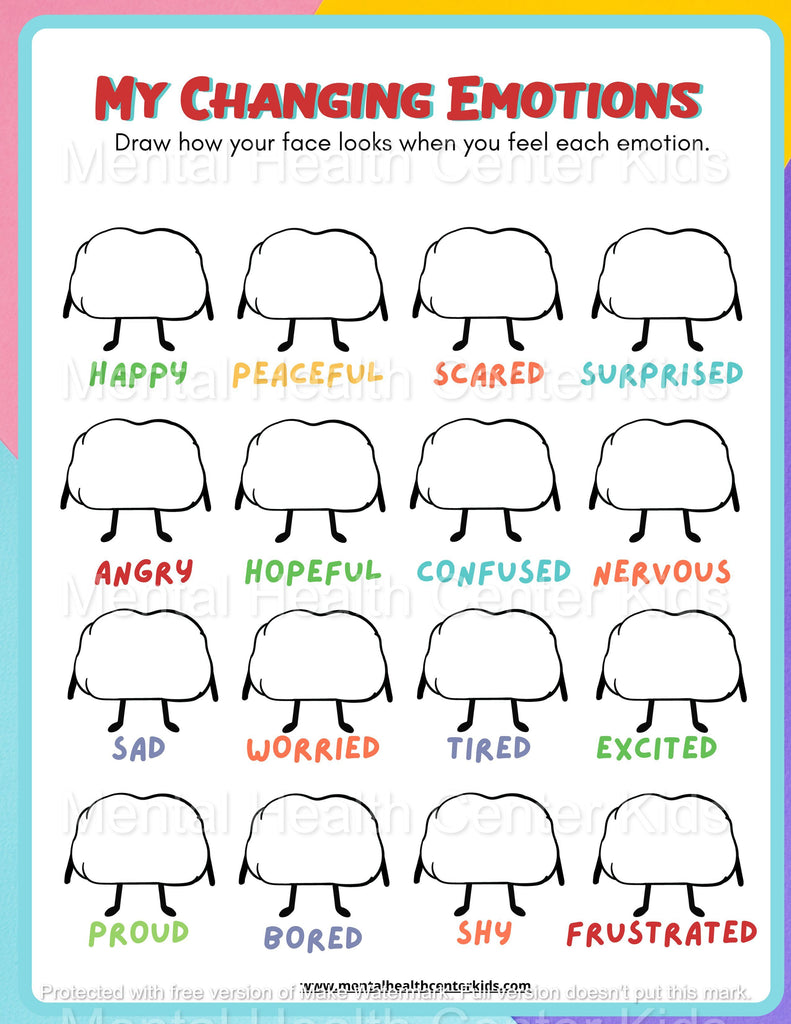 Feelings Activity Worksheet for Kids My Changing Emotions