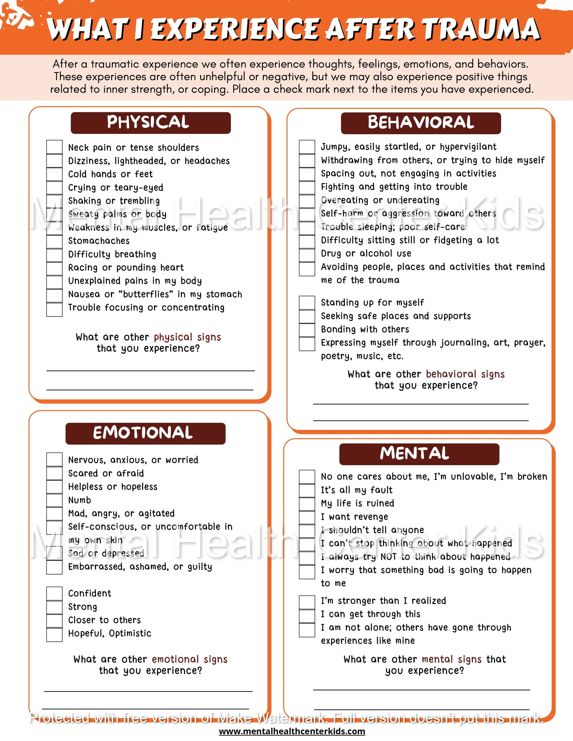 ptsd worksheet